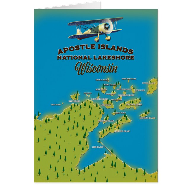 Cartão mapa do Apostle Islands National Lakeshore (Frente)