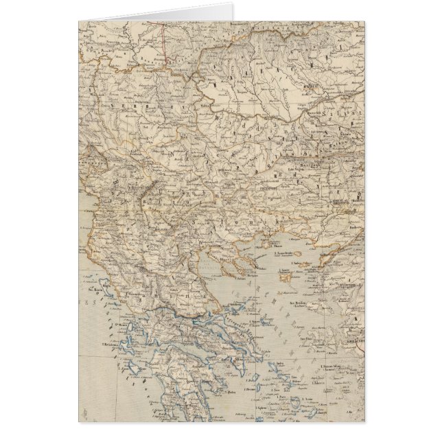 Cartão Mapa do Atlas da Turquia e da Grécia (Frente)