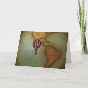 Cartão Mapa do Balão de Ar Quente sobre o Hemisfério Oest