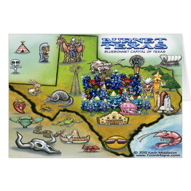 Cartão Mapa do Burnet TEXAS (Frente Horizontal)