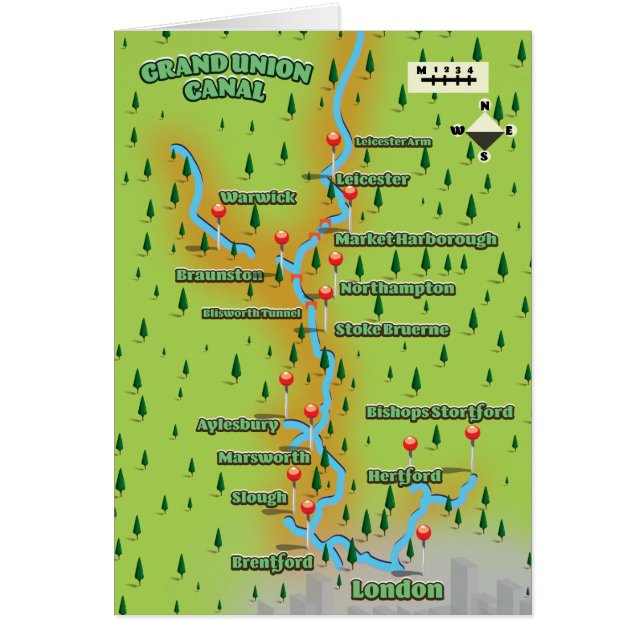 Cartão Mapa do Canal da Grande União (Frente)