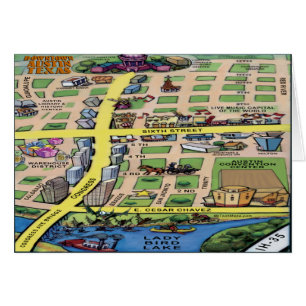 Cartão Mapa do Centro Austin Texas