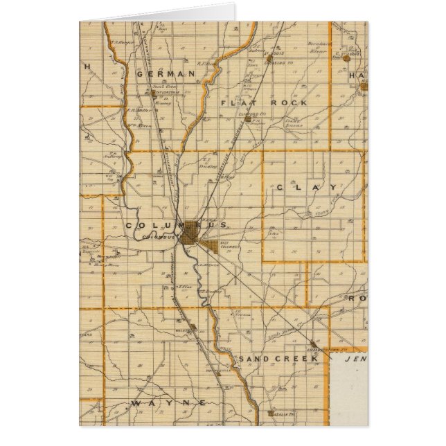 Cartão Mapa do Condado de Bartholomew (Frente)