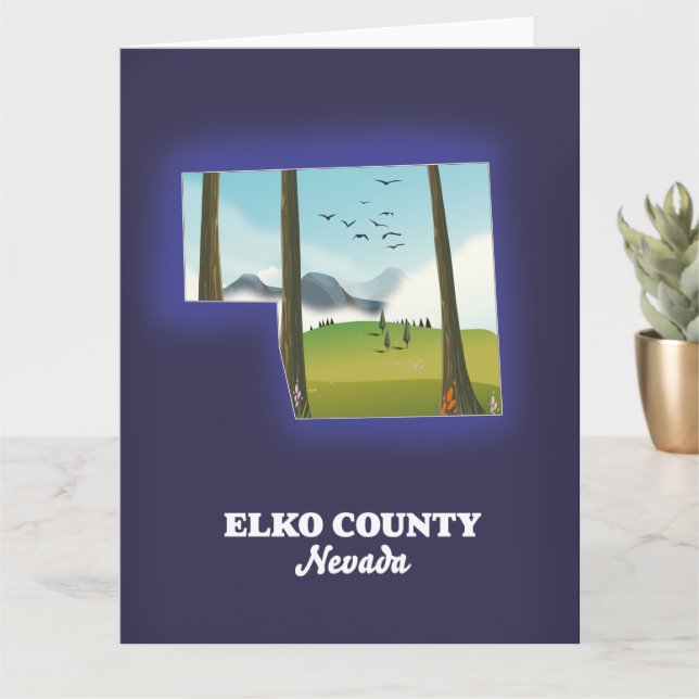 Cartão Mapa do Condado de Elko Nevada (Planta pequena)