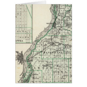 Cartão Mapa do condado de Henderson e Oquawka