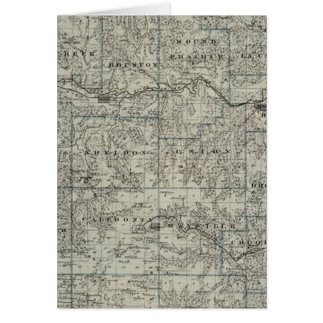 Cartão Mapa do Condado de Houston, Minnesota (Frente)