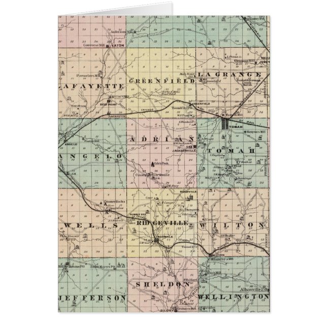 Cartão Mapa do Condado de Monroe, Estado de Wisconsin (Frente)