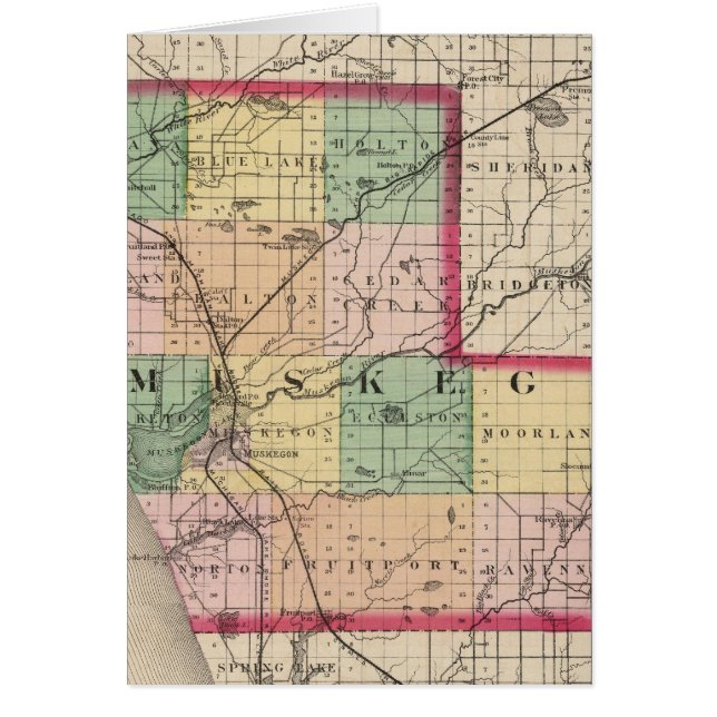 Cartão Mapa do Condado de Muskegon, Michigan (Frente)