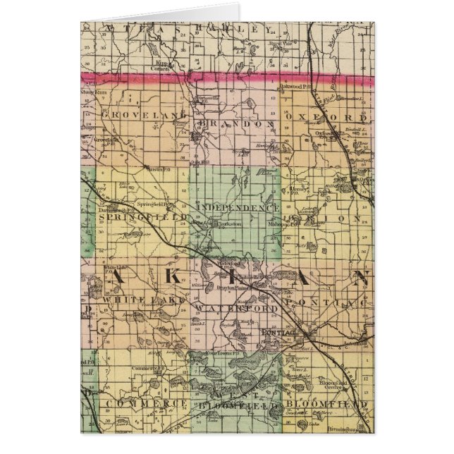 Cartão Mapa do condado de Oakland, Michigan (Frente)