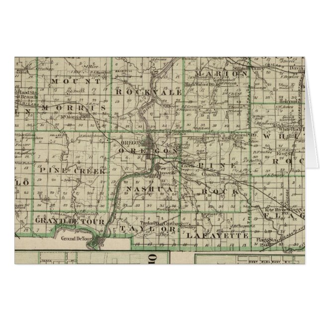 Cartão Mapa do Condado de Ogle, Polo e Oregon (Frente Horizontal)