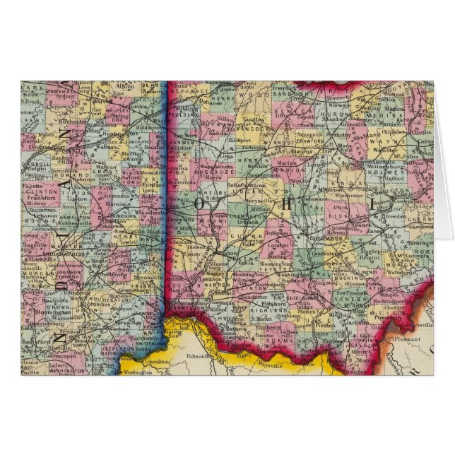 Cartão Mapa Do Condado De Ohio E Indiana (Frente Horizontal)