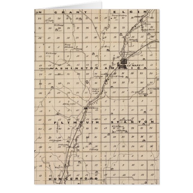 Cartão Mapa do Condado de Plymouth (Frente)