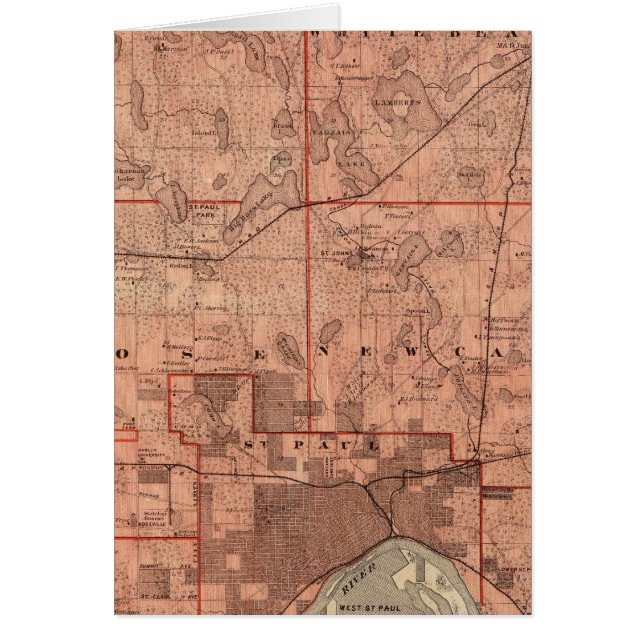 Cartão Mapa do Condado de Ramsey, Minnesota (Frente)