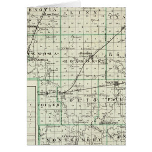 Cartão Mapa do Condado de Woodford, El Paso e Metamora