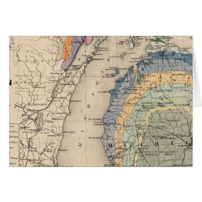 Cartão Mapa do Estado de Michigan (Frente Horizontal)