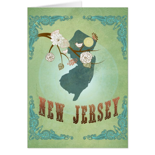 Cartão Mapa do estado de New-jersey - verde (Frente)