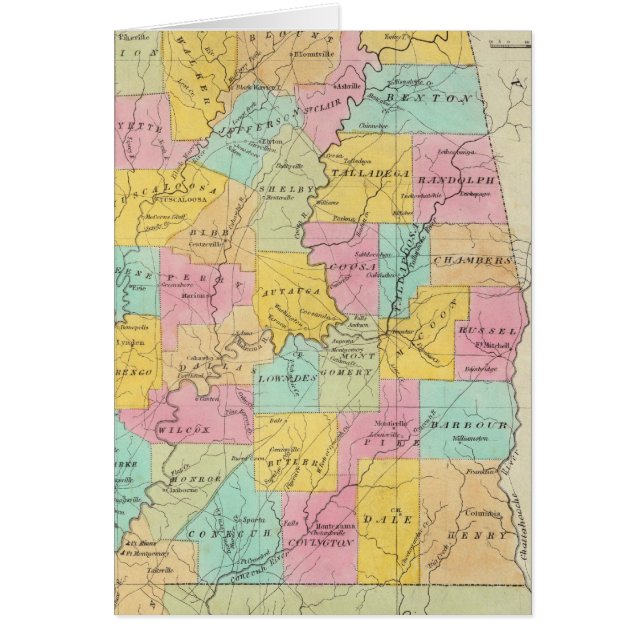 Cartão Mapa do Estado do Alabama (Frente)
