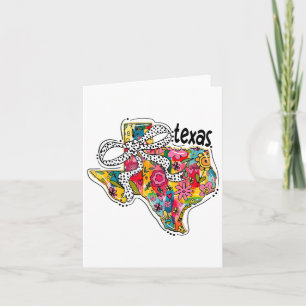 Cartão Mapa do Estado do Texas Feminino Floral Laço Coque