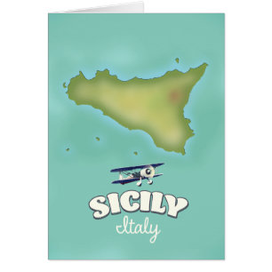 Cartão Mapa do estilo de colheita da Sicília Itália
