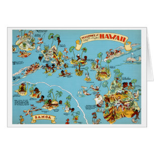 Cartão Mapa do Hawaii Funny Vintage