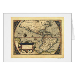 Cartão Mapa do hemisfério ocidental por Ortelius 1570