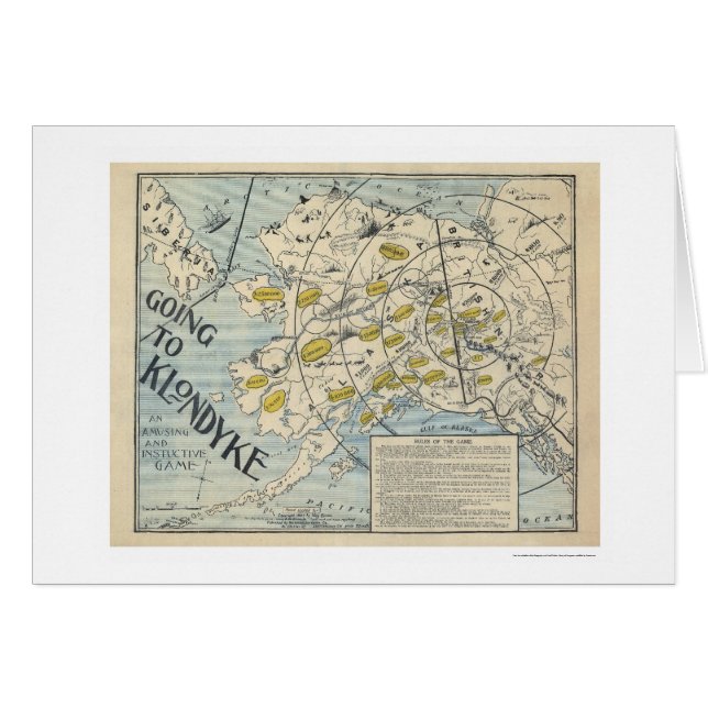 Cartão Mapa do Klondyke de um jogo de mesa 1897 (Frente Horizontal)