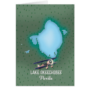 Cartão Mapa do Lago Okeechobee Flórida.