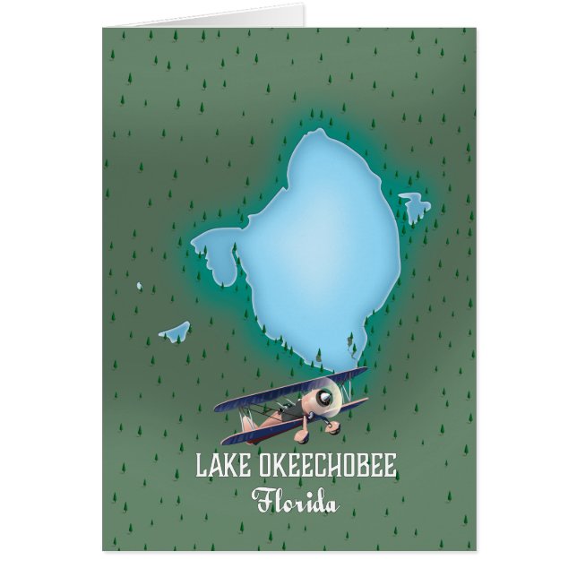 Cartão Mapa do Lago Okeechobee Flórida. (Frente)
