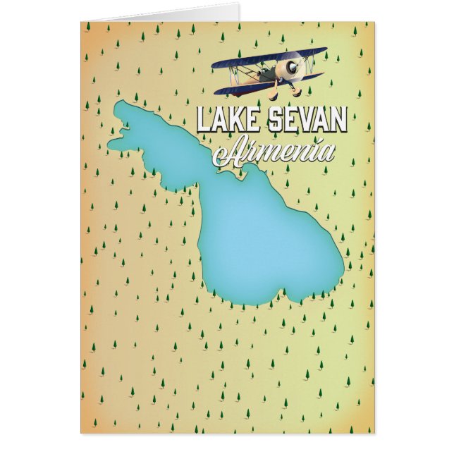 Cartão Mapa do Lago Sevan Armênia (Frente)