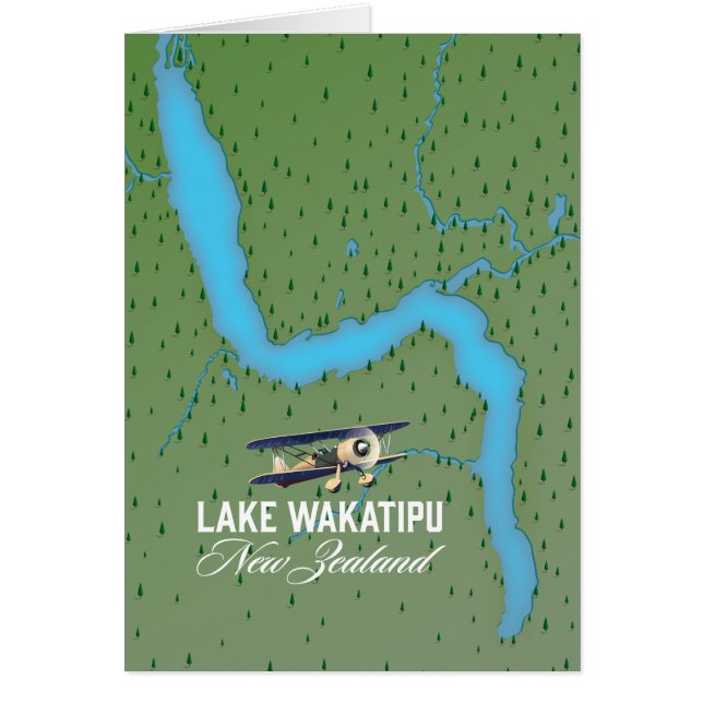 Cartão Mapa do Lago Wakatipu Nova Zelândia (Frente)