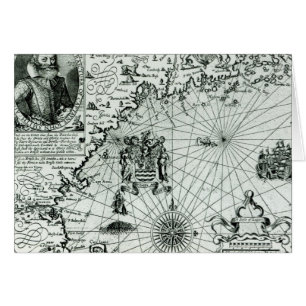 Cartão Mapa do litoral de Nova Inglaterra