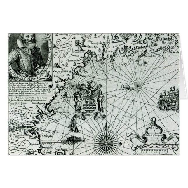 Cartão Mapa do litoral de Nova Inglaterra (Frente Horizontal)