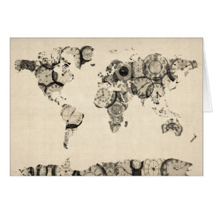 Cartão Mapa do mapa do mundo dos pulsos de disparo velhos