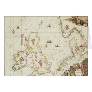 Cartão Mapa do Mar do Norte, c.1675
