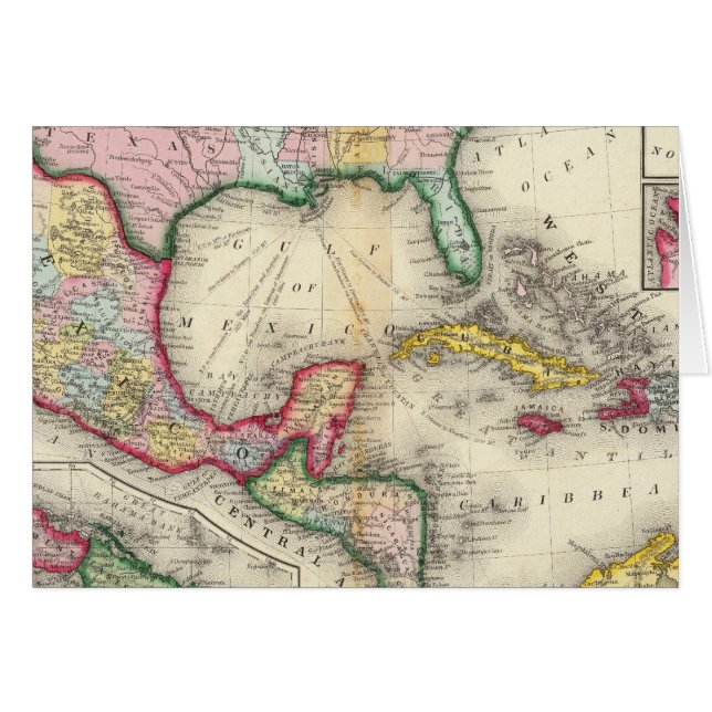 Cartão Mapa Do México, América Central (Frente Horizontal)
