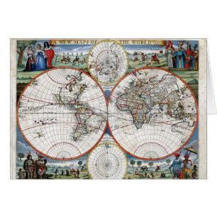 Cartão Mapa do mundo 1676
