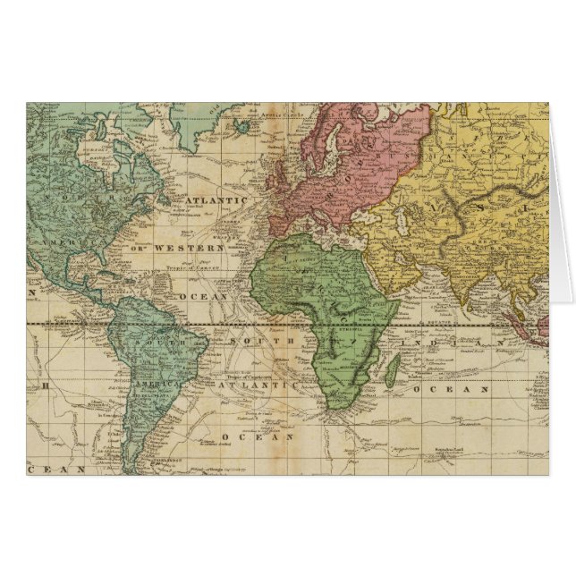 Cartão Mapa do Mundo Colorido (Frente Horizontal)