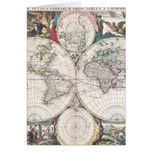 Cartão Mapa do Mundo de Bormeester em 1685