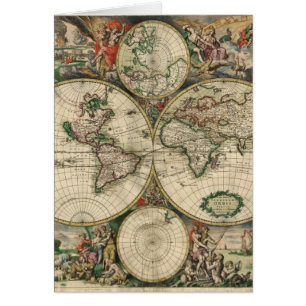 Cartão Mapa do mundo desde 1689