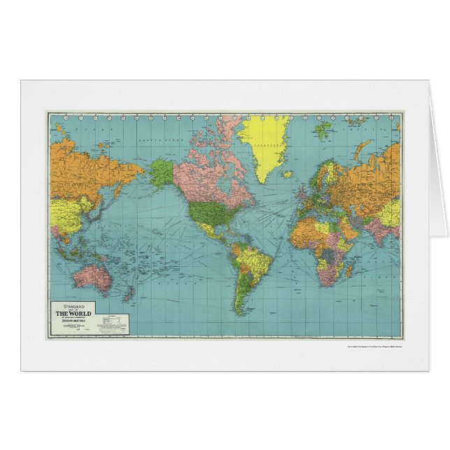 Cartão Mapa do mundo detalhado 1942 de WWII (Frente Horizontal)