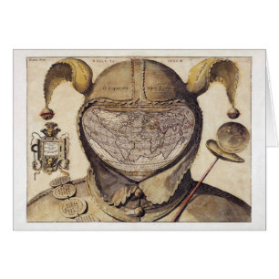 Cartão Mapa do mundo do boné do tolo