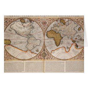 Cartão Mapa do mundo dobro do hemisfério, 1587