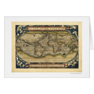 Cartão Mapa do mundo por Ortelius 1570