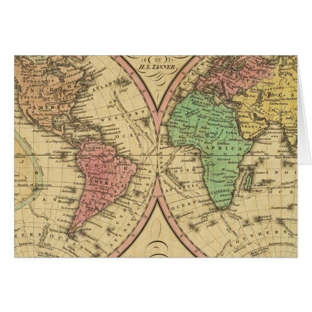 Cartão Mapa do Mundo sobre a Projeção Global (Frente Horizontal)