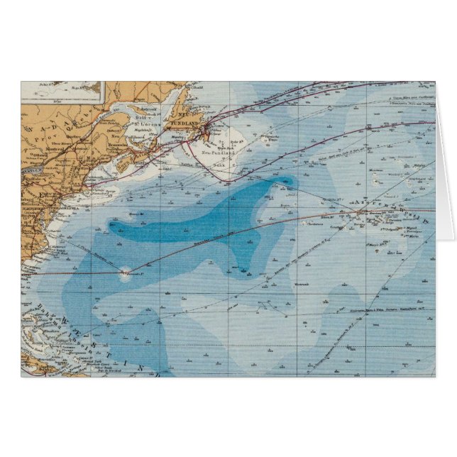 Cartão Mapa do Oceano Atlântico Norte (Frente Horizontal)