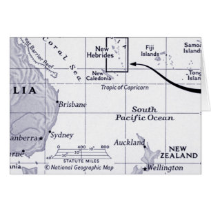 Cartão Mapa do oceano de South Pacific