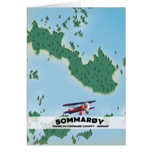 Cartão Mapa do poster de viagens Sommarøy Norway