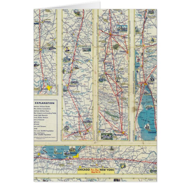 Cartão Mapa do sistema Verso American Airlines (Frente)