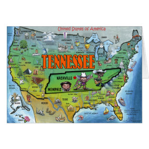 Cartão Mapa do Tennessee USA