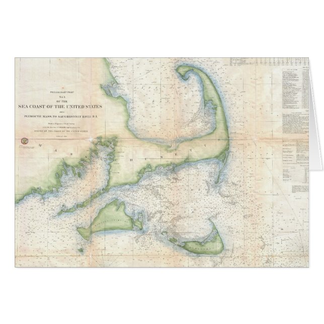 Cartão Mapa do vintage de Cape Cod (1857) (Frente Horizontal)